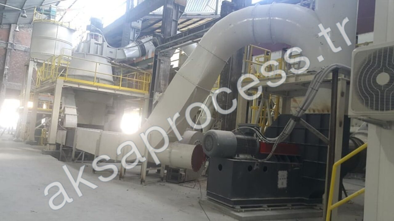 Installed pendulum mill grinding plant: mill, sweep duct, and system fan in operation